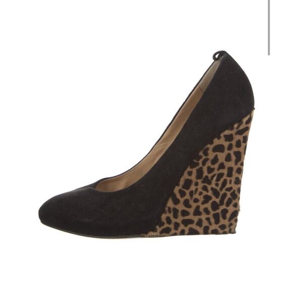 Giuseppe ZANOTTI Black Suede Pony Hair Platform Wedge Shoes IT 37 US 7 - Picture 5 of 5